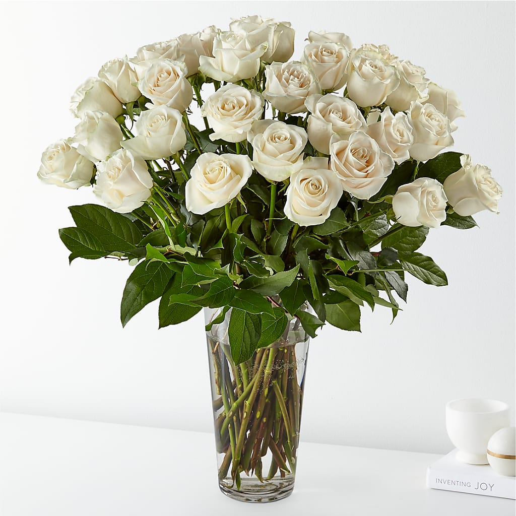 Long Stem White Rose Bouquet – Brownsville Premiere Florist, Brooklyn NY