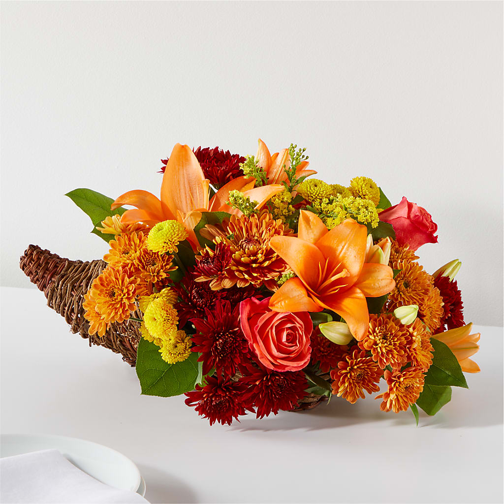 Bouquet of Blessings Cornucopia – Brownsville Premiere Florist, Brooklyn NY