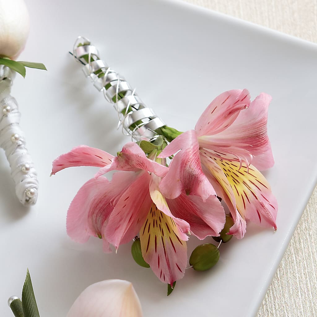 Pink Peruvian Lily Boutonniere – Brownsville Premiere Florist, Brooklyn NY