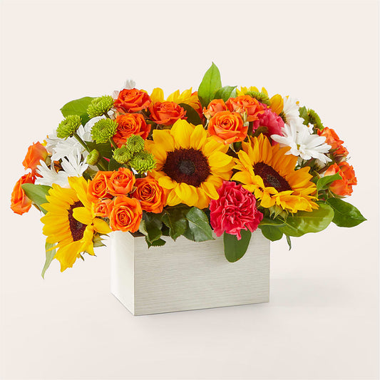 Sun-drenched Blooms Box Bouquet –  Brownsville Premiere Florist, Brooklyn NY