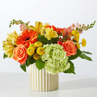 Autumn Sunshine Bouquet with Ivory Vase –  Brownsville Premiere Florist, Brooklyn NY