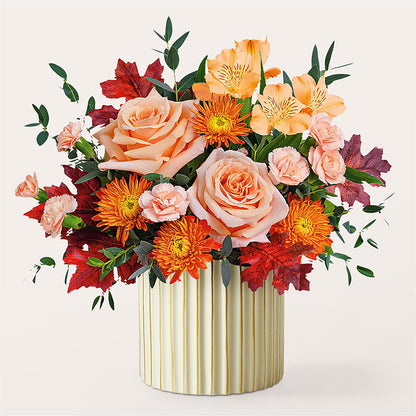 Spiced Latte Bouquet with Ivory Vase –  Brownsville Premiere Florist, Brooklyn NY